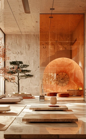 rustic wood-paneled wall.